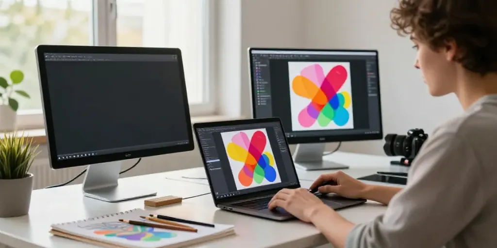 Use the online AI image generator to create stunning digital art in a vibrant workspace.